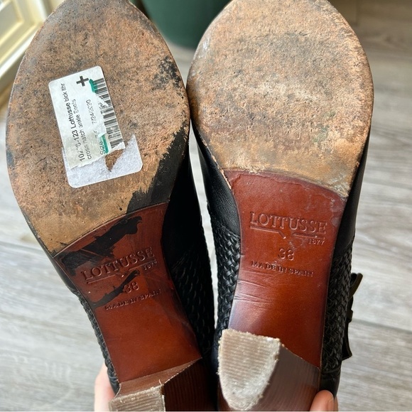 Lottusse Braided Leather  Heeled Boots with Fringe Made in Spain - Picture 10 of 12